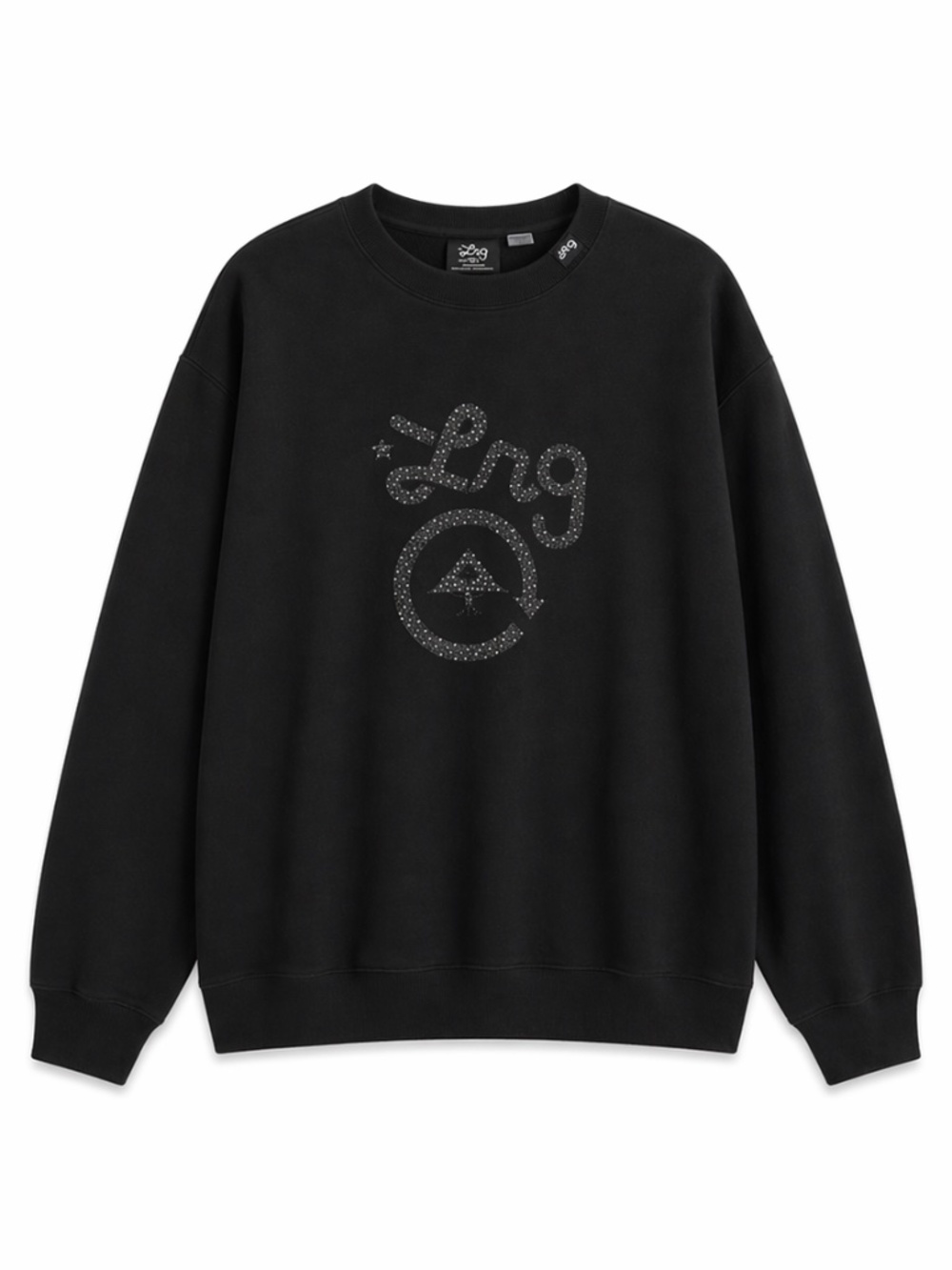 Vintage Y2K LRG Black Crewneck with Polka Dot Logo – Size XL GUC *Flaw